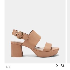 Aerosols EUC-Camera Nude Leather Platform Sandals Size 8